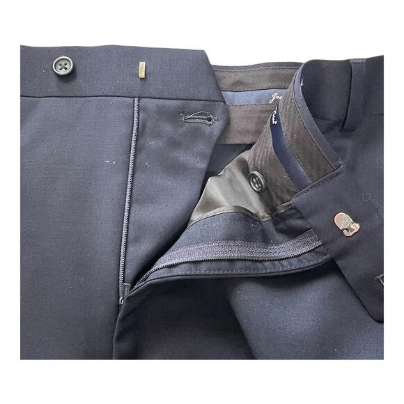 Joseph & Feiss Men’s 100% Wool Navy Blue Dress Pants Size 52R Flat Front - Picture 11 of 15